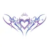 Pegatina de Tatuaje de Cintura de Súcubo Colorida Patrón de Corazón Rosa y Morado Mariposa Tatuaje de Vientre Sexy Impermeable para Mujeres