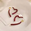 Pendientes Rojos de Corazón de Año Nuevo para Mujer, Nuevo Diseño de Nicho de Moda 2026, Pendientes Festivos y de Temperamento Exquisito
