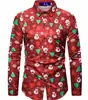 Camisa Casual de Manga Larga para Hombre de Primavera y Otoño Transfronteriza con Estampado Digital 3D Navideño