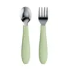 Vajilla Infantil Set Portátil Cuchara Tenedor Acero Inoxidable 304 Vajilla para Alimentación Infantil Bebé Dibujos Animados Tenedor y Cuchara