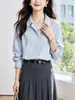 Camisa de Manga Larga con Cuello Calado de Encaje para Mujer, Nueva Moda de Otoño, Versátil Blusa Elegante Holgada de Corte Recto para el Trabajo
