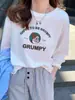 Camiseta Blanca de Algodón Puro para Mujer, Estilo Retro Americano, Hombro Recto, Manga Larga, Nuevo Diseño Primavera y Otoño 2026, Top Holgado de Nicho