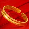 Pulsera con Patrón de la Gran Muralla Antigua de Celebridad de Internet, Pulsera Versión Oro de Retorno con Forma de Oro Chapado en Arena con Pared Interior Abierta Flor Brillante