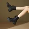 Botas Martin para Mujer 2026 Otoño/Invierno Nuevas Botas Individuales Suela Gruesa Tacón Oculto Estilo Británico Botas Adelgazantes Botas Cortas Botas con Cordones
