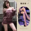 Atrevido y Atractivo Morado Espalda Descubierta Un Hombro Manga Larga Ajustado Uniforme Lencería Sexy para Provocar y Seducción