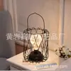 Venda Direta de Fábrica Decoração de Casa Artesanato Presente Lanterna de Ferro Forjado Formato de Ornamento de Mesa Luz Noturna LED