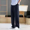 Calça Casual de Tencel Estilo Old Money para Homens, Verão Fina Solta Reta Wide-Leg Tendência Longa para Homens
