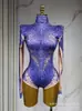 Macacão de strass vestido de noite, modelo desfile, tapete vermelho de celebridade, fantasia para apresentação em festival de música, vestido de baile de fantasia europeu e americano