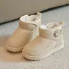 Botas de nieve para niños Ultraman invierno bebé más terciopelo engrosado niños y niñas zapatos de algodón color sólido caña corta botas cálidas