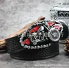 Cinturón de Hombre de Moda Estilo Motociclista Hebilla Grande Placa Cinturón Juvenil Retro Personalidad Todo-partido Cinturón para Jeans