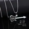 Collar de Acero de Titanio con Colgante de Guitarra Musical Moda Hip-Hop para Hombres Personalidad Creativa Combinación Joyería de Moda Colgante para Hombres y Mujeres
