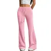 Pantalones de campana de cintura alta con cordón para mujer, estilo deportivo europeo y americano, elásticos, ajustados, fluidos, casuales, microcampana, para otoño, transfronterizos