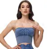 Nuevo Top Moldeador de Cuerpo de Mezclilla Primavera y Verano Cordón Ajustable Cruzado Espalda Bonita Sujetador Push-up Anti-bamboleo Top de Tubo Ligero Ropa Interior