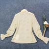 Blusa de Encaje de Manga Larga con Puño Elástico Ondulado Estilo Coreano Versátil Simple y Elegante Estilo Palacio para Mujer, Estilo Commuter
