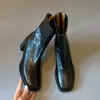 Botines cortos para ir al trabajo, de tacón alto, elásticos, de ajuste ceñido, con suela blanda, aptos para la oficina, estilo retro, botines de tacón grueso para otoño e invierno