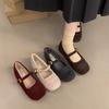 Zapatos Planos Franceses Mary Jane Suaves Zapatos para Mujer 2025 Nuevos Otoño e Invierno Zapatos con Felpa Adicional Zapatos de Algodón Cálidos