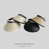 Sombrero de Paja Abierto con Letras de Comercio Exterior Transfronterizo para Mujer, Sombrero de Sol de Playa Versátil Casual de Verano con Protección UV Negra