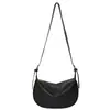 Bolsa popular retrô estilo coreano transfronteiriça, nova bolsa de ombro texturizada da moda em formato de meia-lua, bolsa tiracolo vintage para o dia a dia em formato de bolinho
