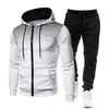 Conjunto com Zíper Estampa de Bolinhas, Moletom Esportivo Unisex com Forro de Fleece para Outono e Inverno e Calça de Moletom, Conjunto Esportivo Masculino