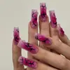 Nova Coleção de Arte de Unhas para Comércio Exterior Estilo Garota Popular Europeia e Americana Design Tridimensional Embossado Unhas Quadradas Longas Usáveis Atacado