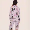 Nuevo Pijama Transfronterizo Temu Comercio Exterior Bruja y Princesa Seda de Leche Solapa Manga Larga Pantalón Largo Ropa de Casa Transfronteriza