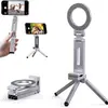 Soporte de trípode magnético para teléfono MagSafe, soporte magnético giratorio de 360 grados, diseño plegable de aluminio con ángulo ajustable, soporte de teléfono portátil para vlogging, viajes, entrenamientos en el gimnasio y uso de escritorio