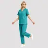 TEMU Salão de Beleza Coreano Roupa de Trabalho Estilo Europeu Lavável Resistente a Amassados Unissex Conjunto de Roupas de Trabalho para Esteticista