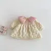 [Sem Trocas ou Devoluções] Vestido Estilo Coreano para Meninas com Gola Contrastante e Forro de Algodão, Vestido de Princesa de Inverno para Bebê Estilo Moderno