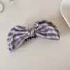 Pinza de Plátano con Lazo a Cuadros Estilo Coreano para Mujer, Pinza de Garra para Cola de Caballo Alta con Ambiente de Primavera y Verano, Elegante Pinza de Tiburón para el Cabello