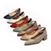 Zapatos de cuero para mujer talla 41 de piel de oveja suave de buen uso de 7 colores primavera 2023 tacón medio grueso puntiagudos con hebilla cuero completo