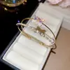 Pulseira Dupla Fileira Laço Coração Zircônia Estilo Doce Coreano Pulseira Simples Moda Tendência Joia Versátil Venda por Atacado