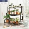 Estantería de flores de hierro forjado y acero inoxidable, para balcón, patio, escalera de piso a piso, multicapa, con estructura carnosa.