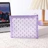 Bolsa de Armazenamento de Artigos de Higiene Pessoal em Formato de Coração de Fio Flocado Estilo Ins Portátil para Viagem Transparente Conjunto de Bolsas de Maquiagem com Design Vazado