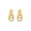Pendientes de Moda de Lujo Ligero con Forma de Nariz de Cerdo y Diamantes, Pendientes Elegantes de Diseño de Nicho, Pendientes Versátiles de Gama Alta para Ropa de Trabajo