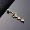 Piercing Espiral de Zirconia de Colores de Venta Caliente Transfronterizo Clavo para Ombligo Estilo Europeo y Americano Flor Mariposa Alas Doradas Corazón Botón de Ombligo