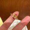 Design de Nicho Micro-incrustado Antigo Médio Acessórios de Personalidade de Alta Qualidade Estilo Corte Retrô Francês Anel Aberto Zircônia Diamante Completo