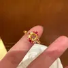 Anel de Zircônia Estilo Palácio Feminino Retrô Exquisito Leve Luxo Alto Padrão Anel de Dedo Moda Design de Nicho Anel de Dedo Aberto