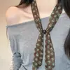 Bufanda de Seda de Lunares Vintage Marrón Collar de Perlas para Mujer Sentido de Diseño de Nicho Bufanda de Cuello de Lujo Ligero Collar de Cuello Ajustable Cadena para Clavícula