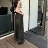 Falda de Mezclilla con Cintura Elástica para Mujer, Falda Larga de Verano, Diseño de Longitud Media, Estilo Nicho, Cintura Alta, Adelgazante, Ceñida a la Cadera, Falda de Paraguas Línea A