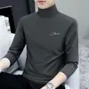 Camiseta de manga larga para hombre con cuello alto, camiseta interior elástica para hombre, primavera y otoño, casual, algodón, camiseta para hombre, top, moda, venta al por mayor