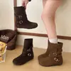 Botas Martin de Suela Gruesa para Aumentar Altura para Mujer 2026 Nuevo Estilo Otoño/Invierno Botas de Gamuza Adelgazantes Botas Cortas Estilo Occidental Botas Versátiles Plegables