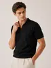 Camisa Polo Tricotada com Gola de Gaivota para Homem, Camiseta de Seda Gelada Fina de Manga Curta para Verão, Modelagem Solta, Emagrecimento, Top Versátil
