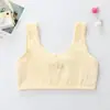 Ropa interior de algodón puro para niñas, estilo fino, adecuada para la etapa de desarrollo, sujetador de algodón puro para niñas de primaria, sujetador deportivo con diseño anti-abulto, chaleco pequeño acolchado