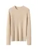Suéter de cachemira para mujer, nuevo estilo otoño/invierno, cuello redondo, tejido de punto tipo pullover, corte ajustado, color liso, suéter base de lana