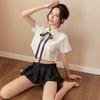 Pinxian Uniforme Transfronterizo OL Sexy Camisa Blanca Sexy Traje Tentación Falda Corta Ropa Interior de Mujer Juego de Roles