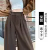 Pantalones de Traje Negros para Mujer 2026 Nuevo Primavera y Otoño de Gama Alta Fluidos Delgados Pierna Recta Petite Estrechos Pierna Ancha Pantalones