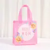 Saco para Embalagem de Presente de Dia das Mães Fresco e Simples, Sacola de Compras 3D Laminada para Uso em Shopping, Presente para Mãe, Sacola de Tecido Não Tecido