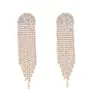 Brincos de franja cristal boho corrente garra longa brinco strass liga diamante brilhante brincos de banquete