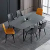 Conjunto moderno minimalista de mesa de jantar e cadeiras em rocha sinterizada, adequado para apartamentos pequenos, mesa de jantar retangular, mesa de jantar de luxo leve, conjunto completo de móveis