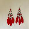 Pendientes de Plumas Estilo Nuevo Bohemio Transfronterizos, Estilo Retro, Estilo Nacional, Estilo Étnico Exagerado, Pendientes de Flores de Moda para Mujer